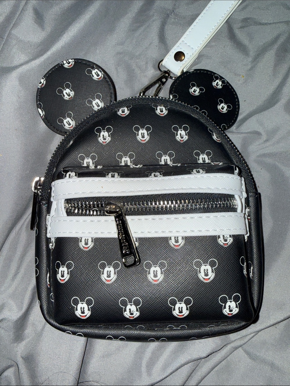 Loungefly Black White Mickey Face Mini Wristlet Backpack